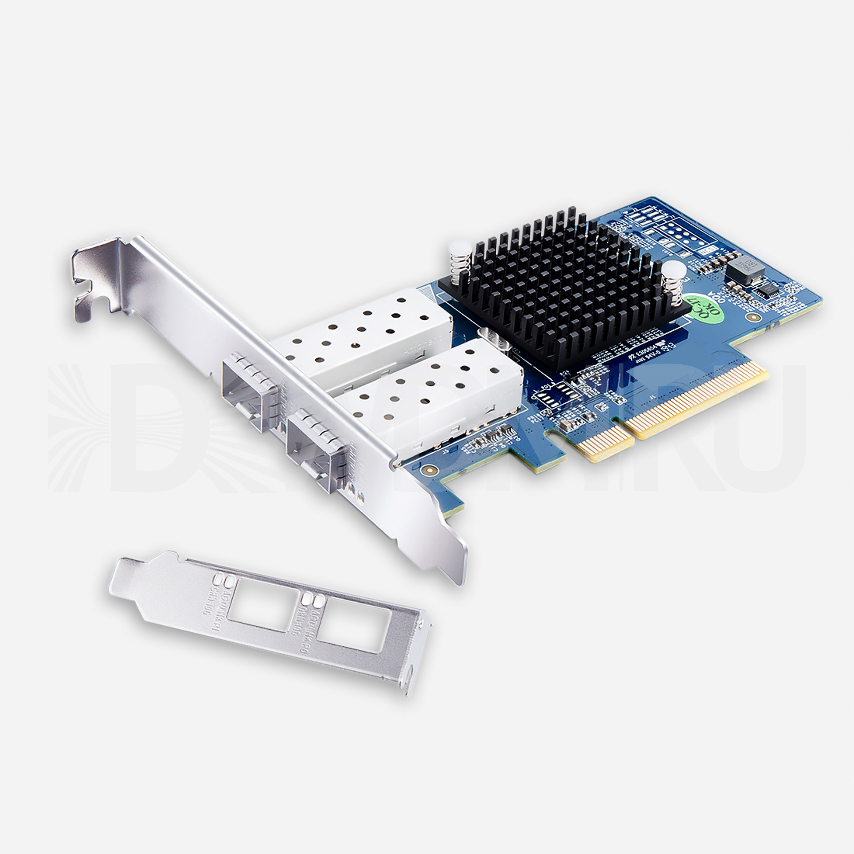 Сетевая карта 10 Gb/s (NIC), 2 порта SFP+, Intel X82599ES Controller, PCIe 2.0 X8 - ДВДМ.РУ (DSO-N-10G2S1-X520-X20-8)