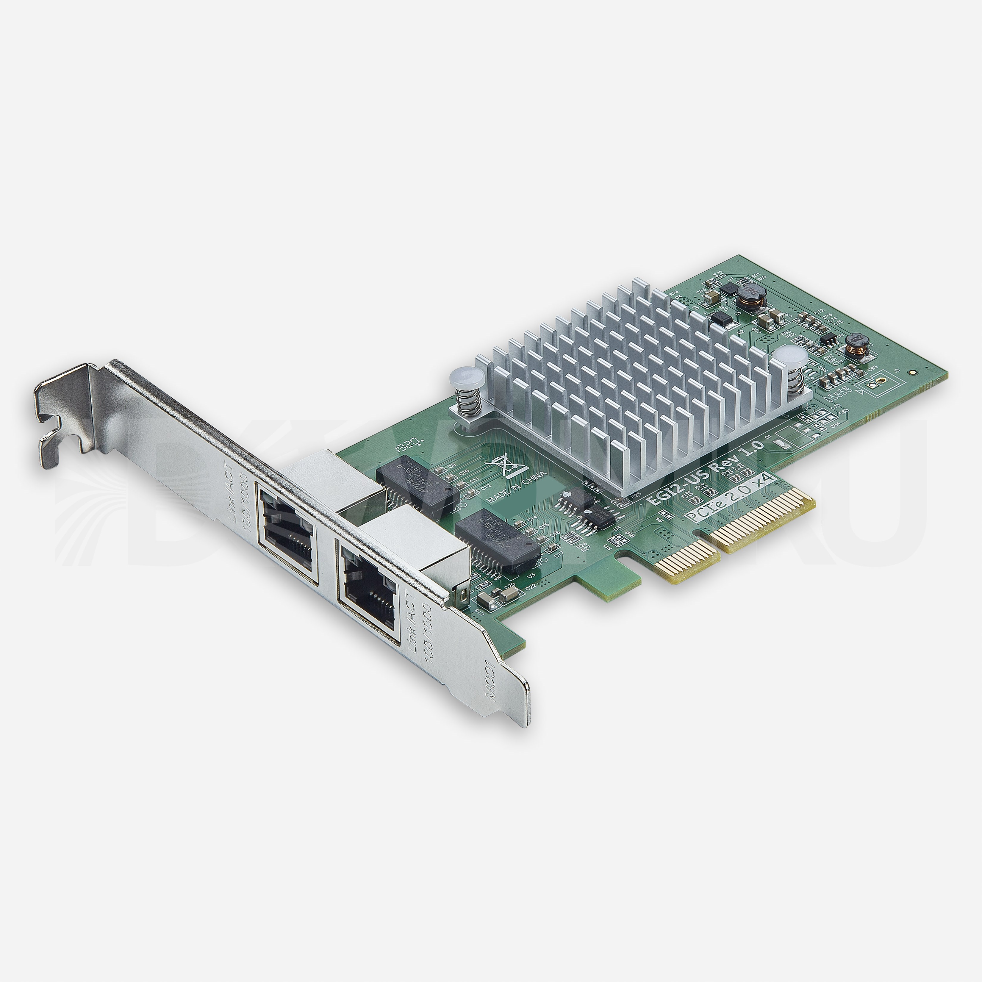 Сетевая карта 1,25 Gb/s (NIC), 2 порта RJ45, Intel I350-AM2 Controller, PCIe 2.1 X4 - ДВДМ.РУ (DSO-N-1G2R-I350-X21-4)